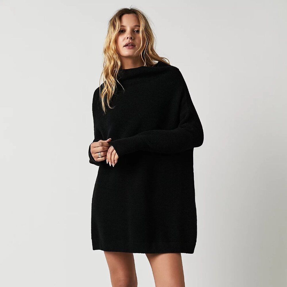 Free People Black Ottoman Tunic Sweater